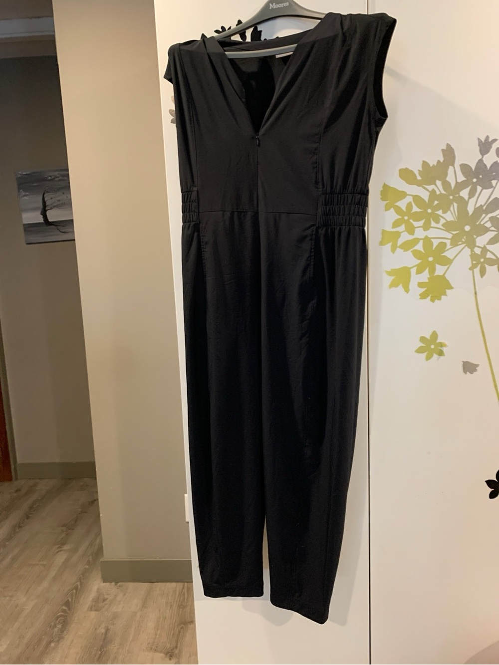 Columbia Black Cap-Sleeve V-Neck Jumpsuit